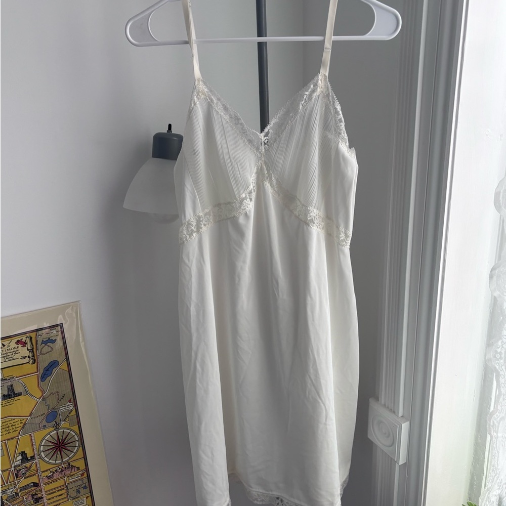Reformation Cream Lace Trim Chemise